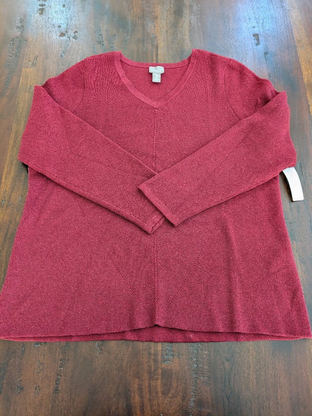 NWT Chico’s Sparkle Ginger V-Neck Pullover Sweater Claret Red (Size 3 / XL)